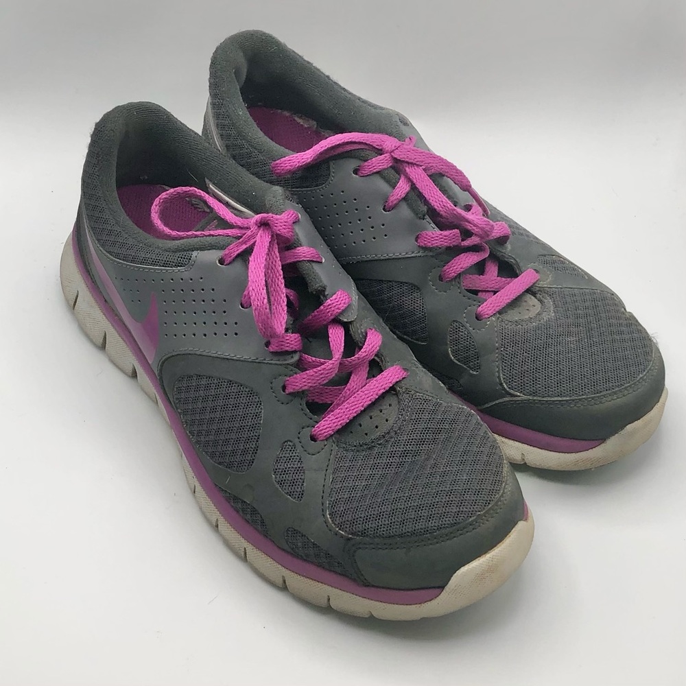 NIKE NEW FLEX DARK GREY / PURPLE RUNNERS